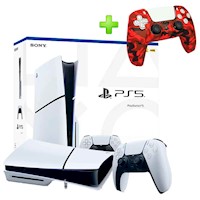 Pack Consola PS5 Slim con Lector + Funda para Mando PS5 Rojo Camuflado